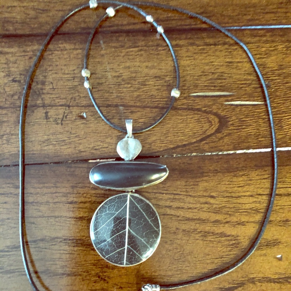 Silpada Black Ebony Pendant Leather Cord Necklace